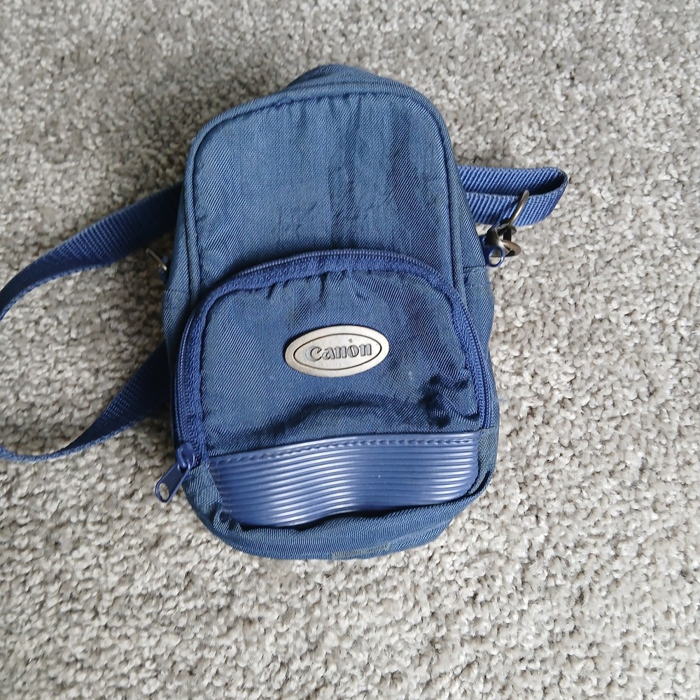 Canon Blue Nylon Canvas Compact Camera Bag Crossbody Belt Loop Pouch